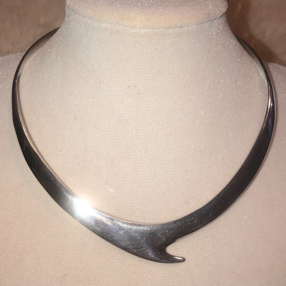 Vtg Taxco Sterling Silver Torque Torc Collar 12” End to End 2” Gap - Picture 5 of 7